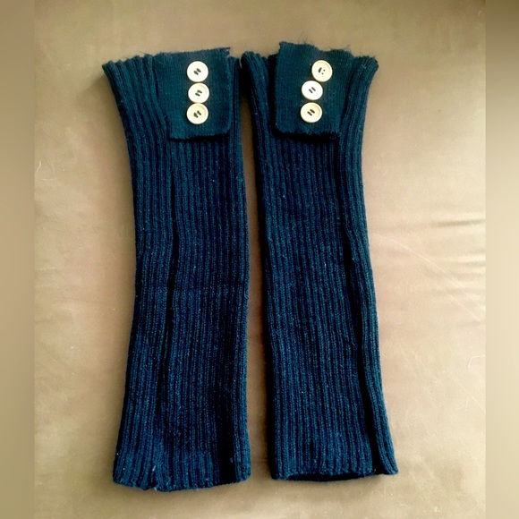 Rib Knit Black Under The Knee Leg Warmers - Picture 1 of 3
